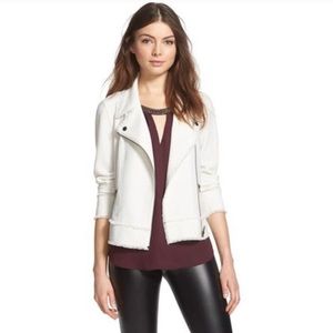 NWT Leith white crepe frayed hem jacket size XL